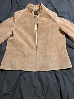 Tan Suede Zip-Front Women's Jacket